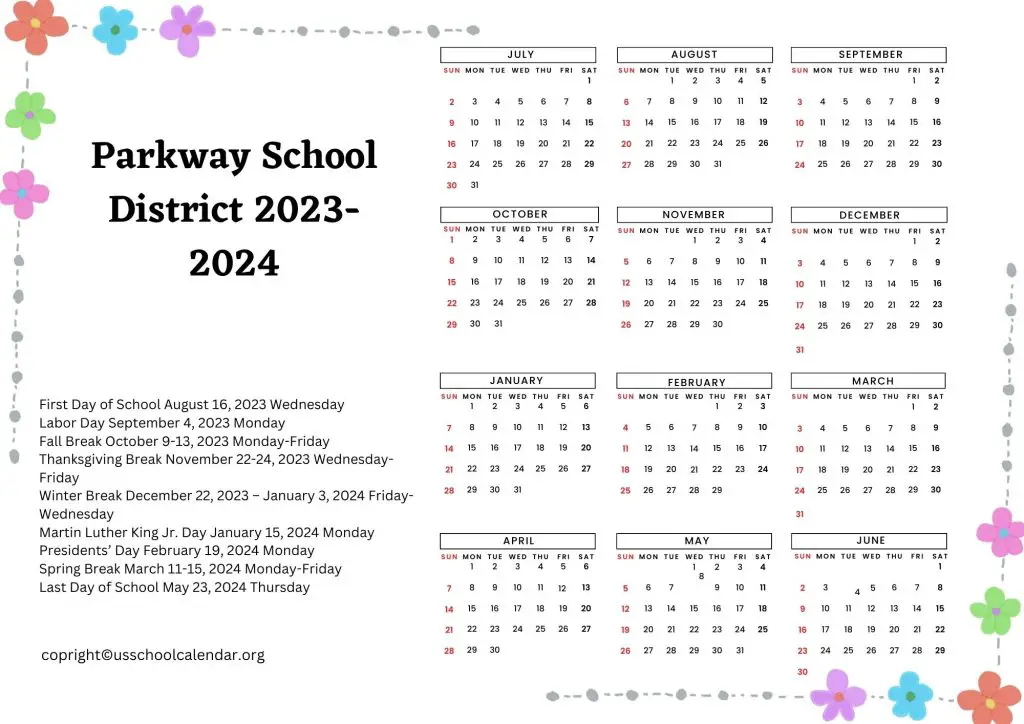 Parkway Schools Calendar