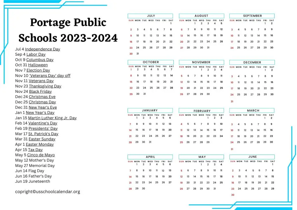 Portage Public Schools Academic Calendar