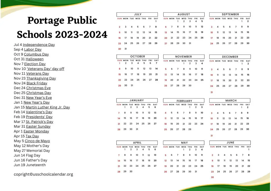 Portage Public Schools Calendar