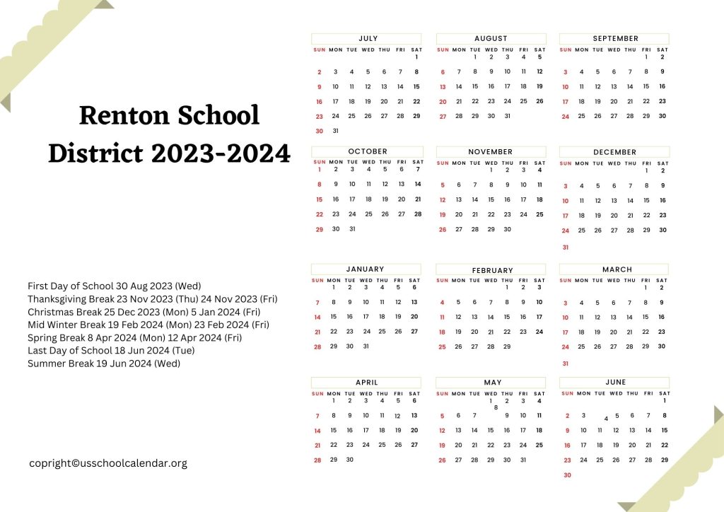 Renton Schools Calendar