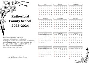 Rutherford County School Calendar with Holidays 2023 2024