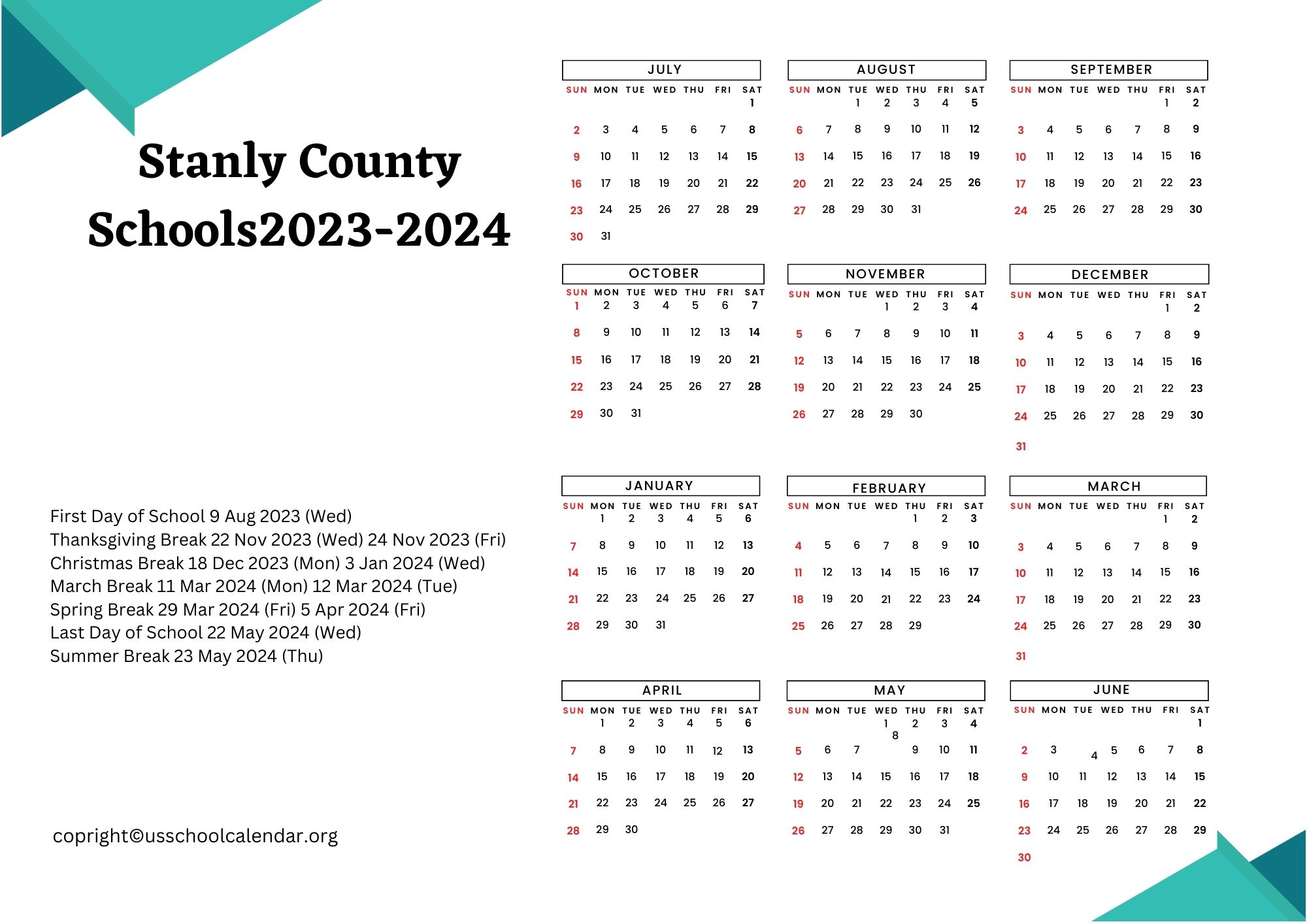 stanly-county-schools-calendar-with-holidays-2023-2024
