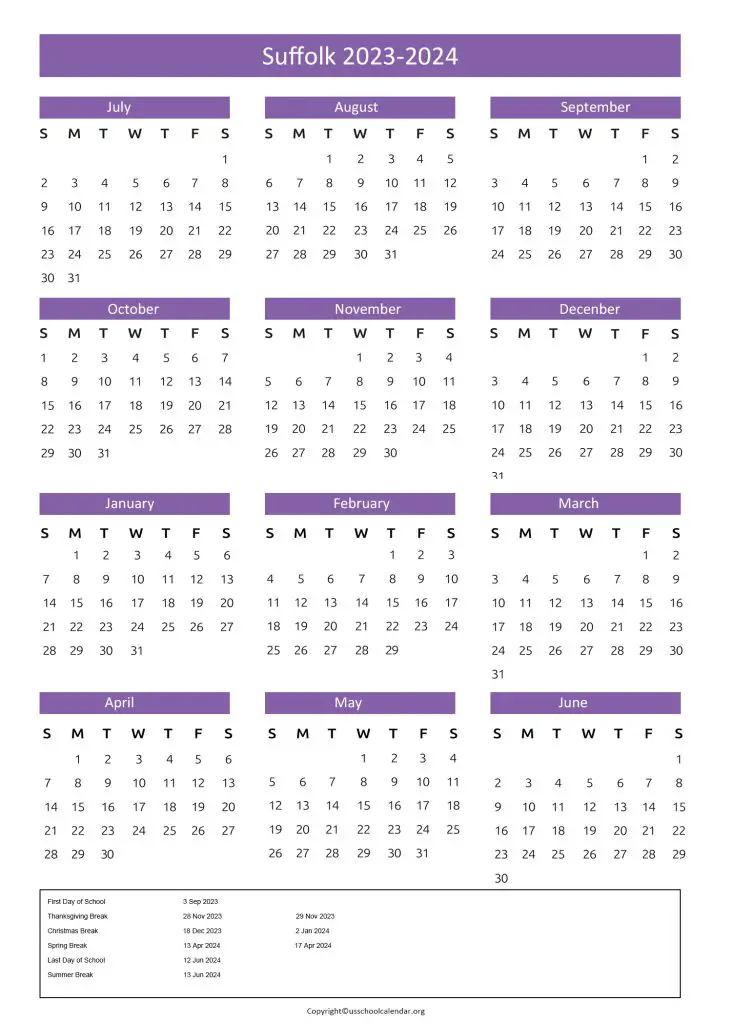Suffolk Public Schools Calendar