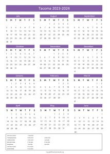 Tacoma Public Schools Calendar with Holidays 2023 2024