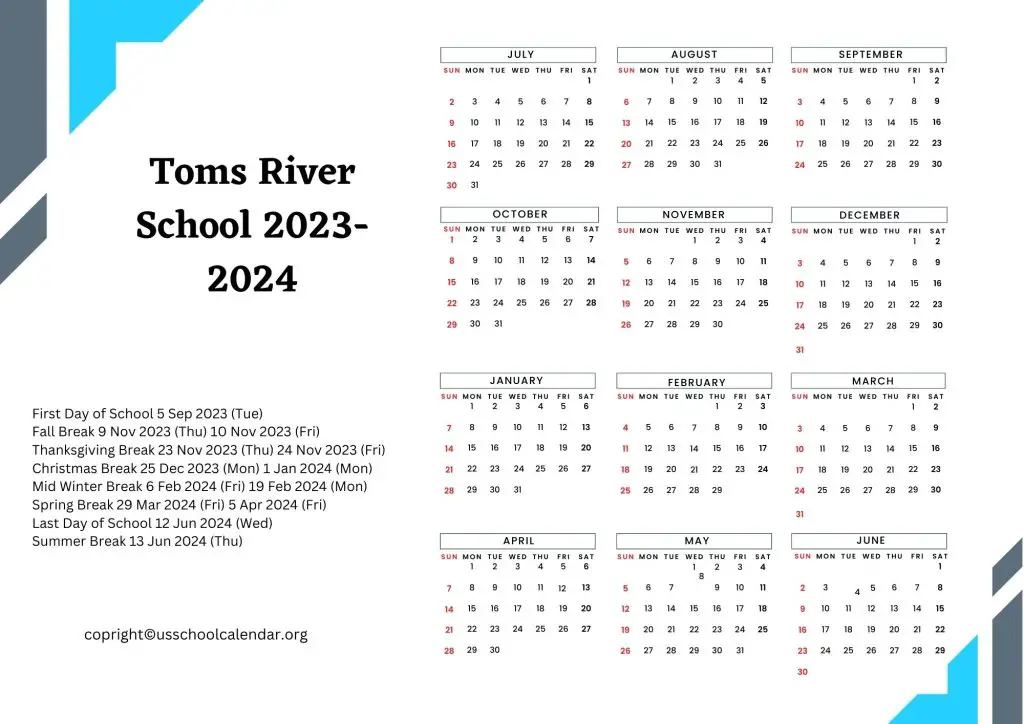 Toms River School Calendar