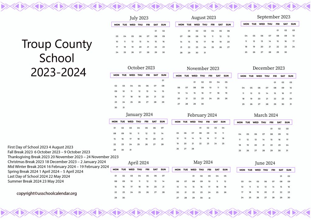 Troup County Schools Calendar