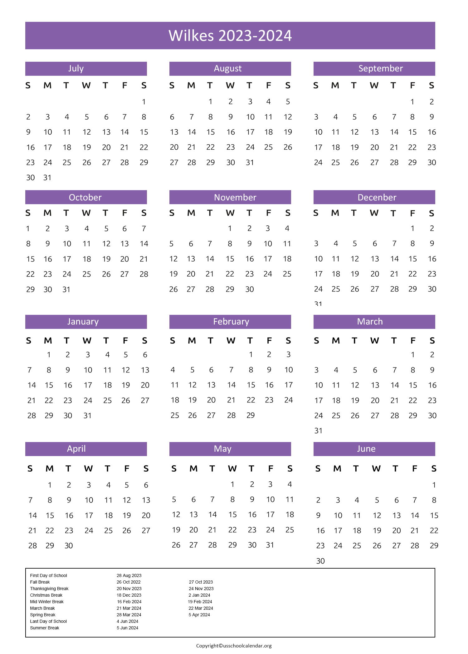 Wilkes County Schools Calendar With Holidays 2023 2024