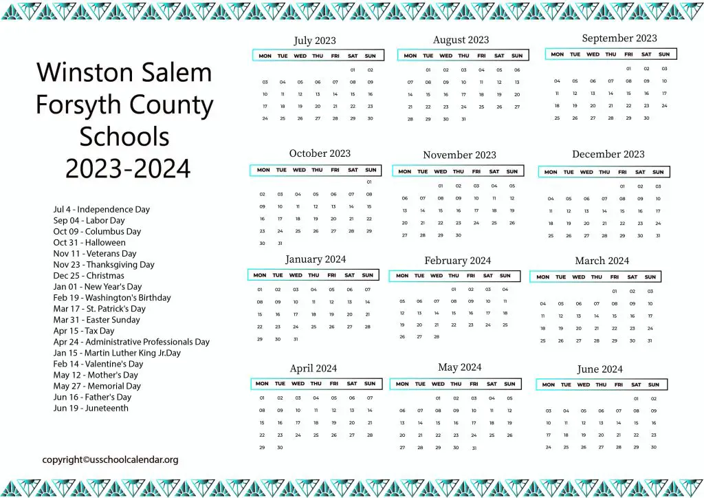 Winston Salem Forsyth County Schools Holiday Calendar