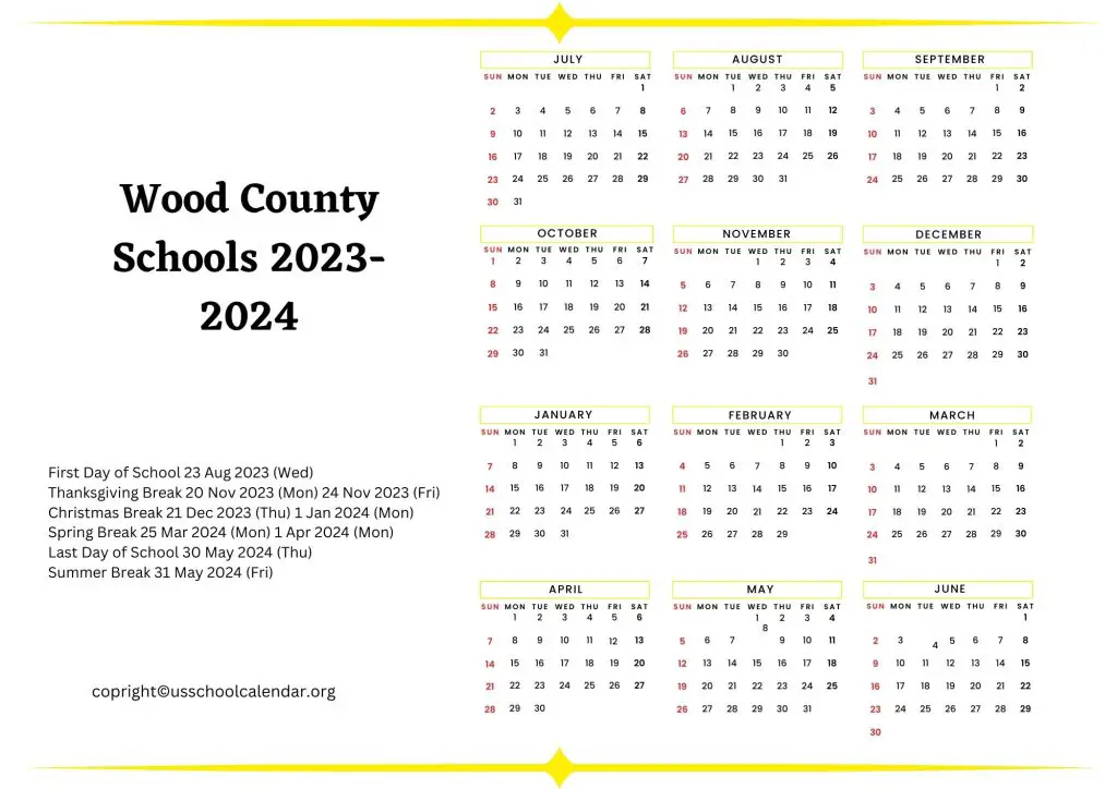 Wood County Schools Calendar