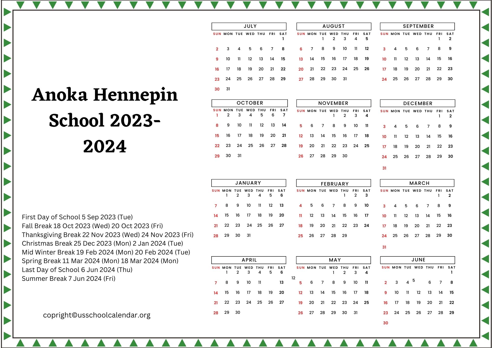 Anoka Hennepin School Calendar with Holidays 20232024