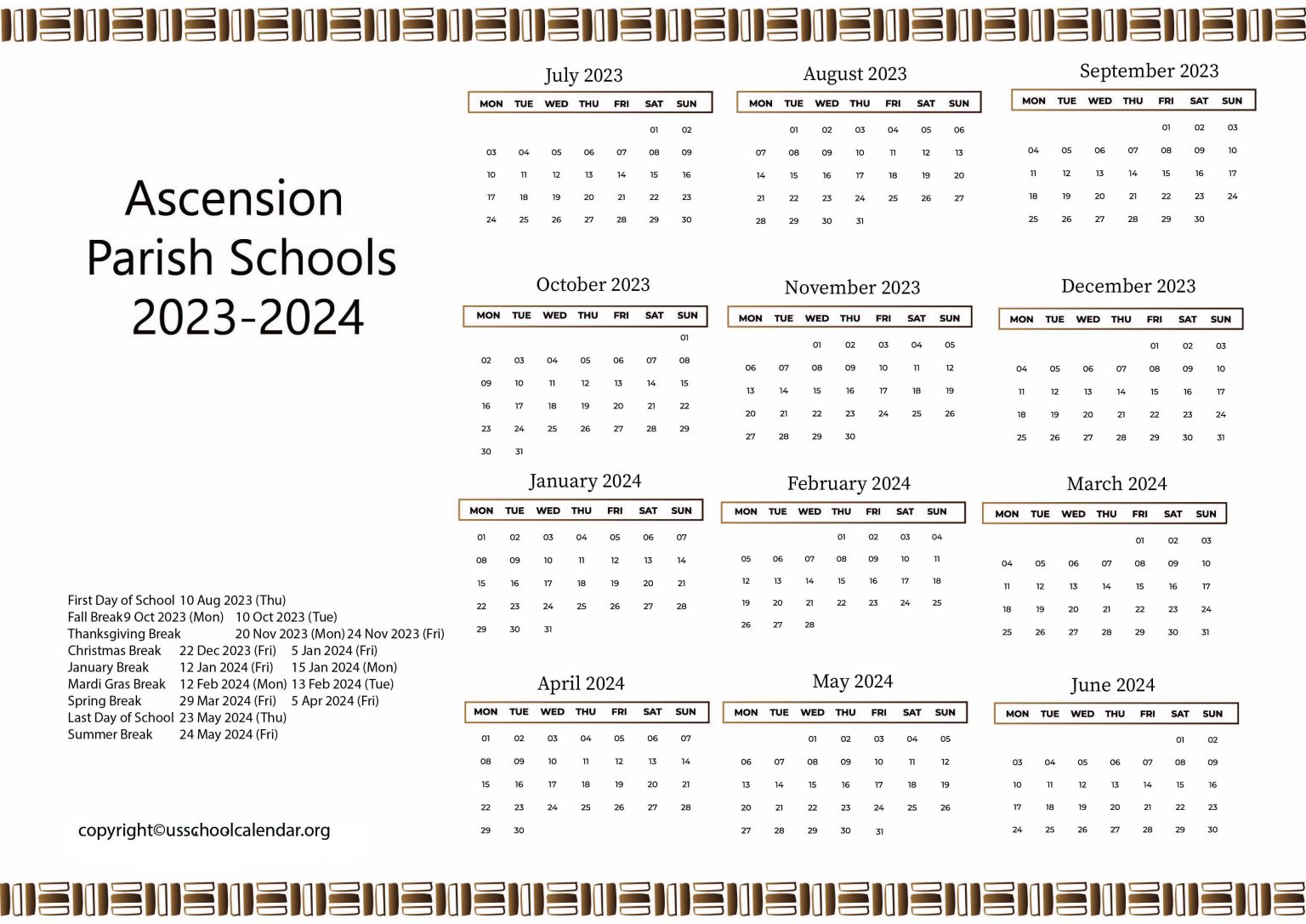 Ascension Parish School Calendar 1536x1086 