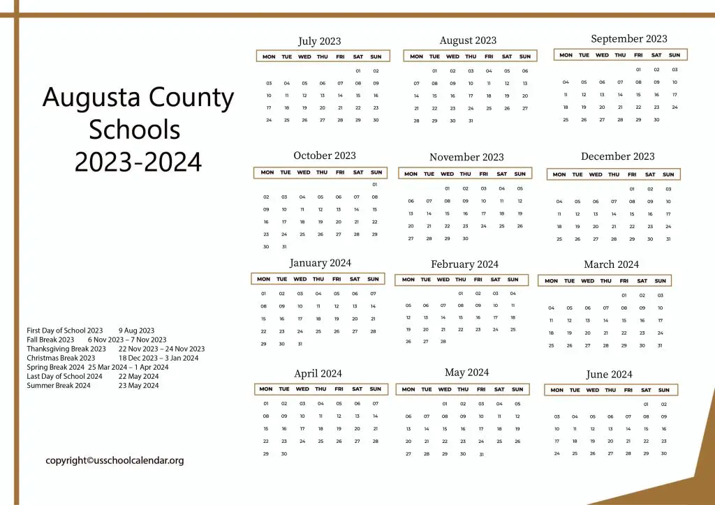 Augusta County Schools Calendar