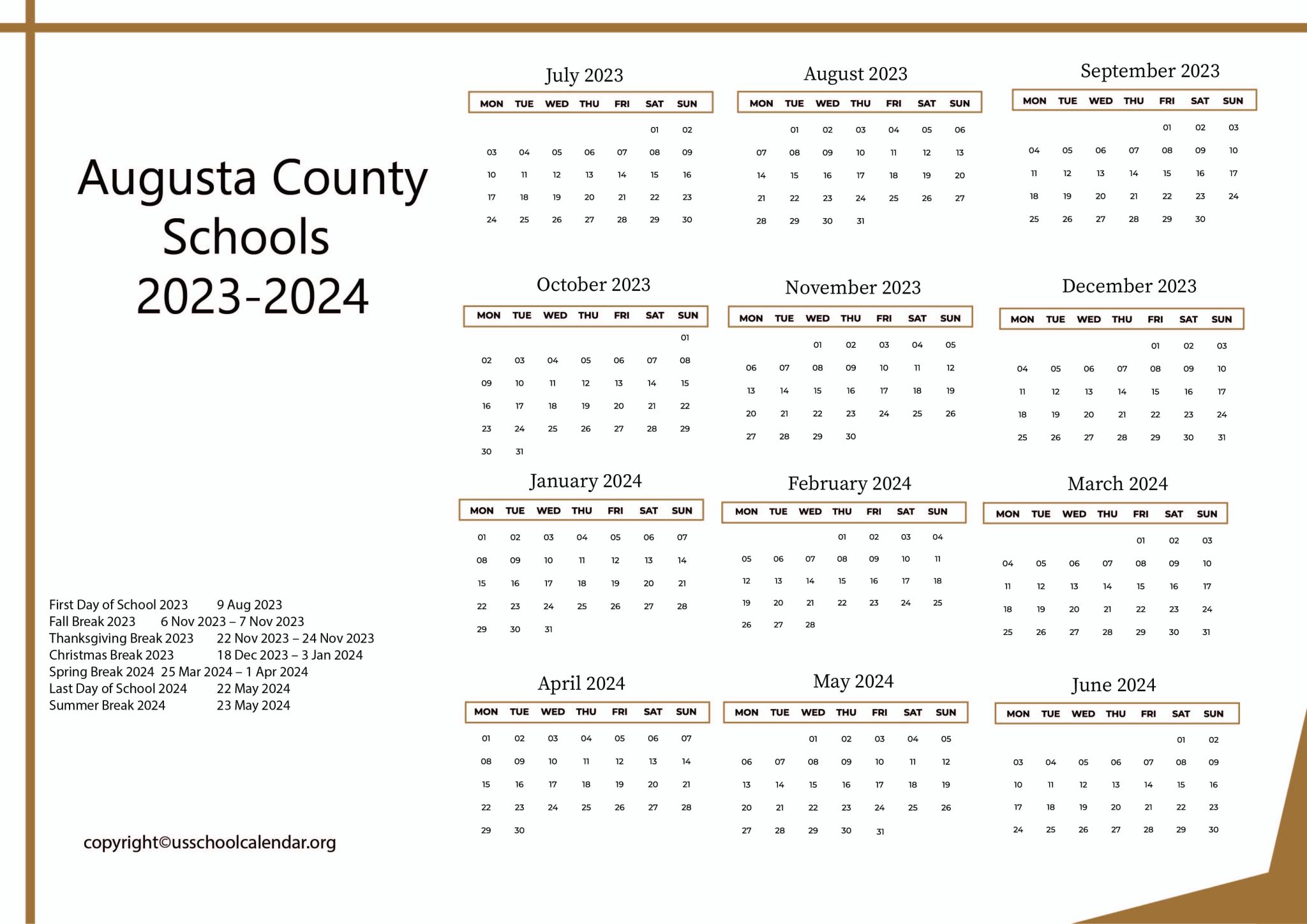 Augusta County Schools Calendar With Holidays 2023 2024