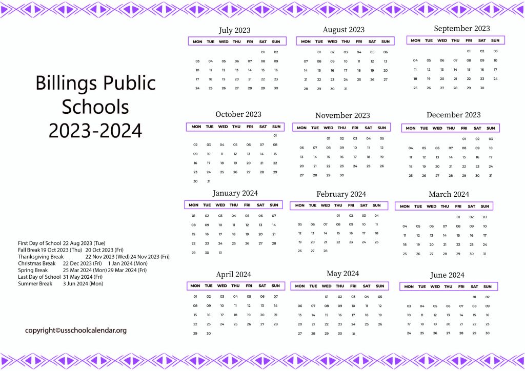 Billings Schools Calendar