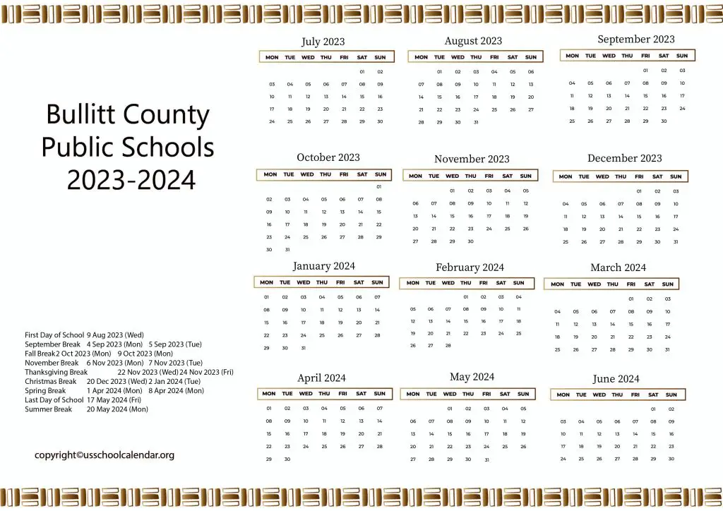 Bullitt Schools Calendar
