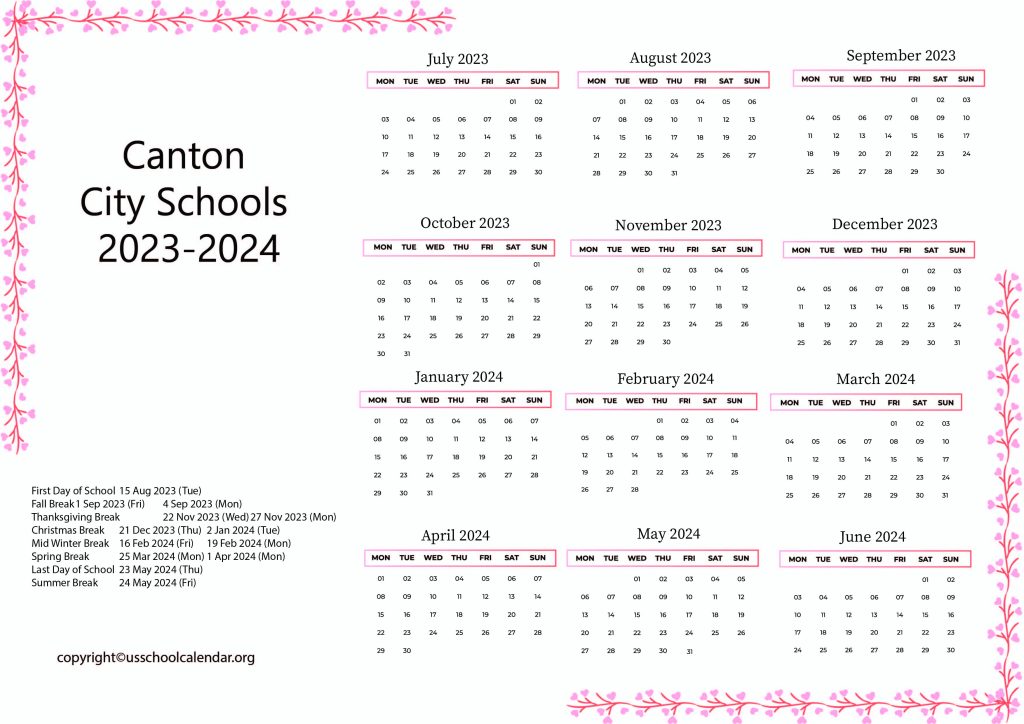 Canton City Schools Calendar