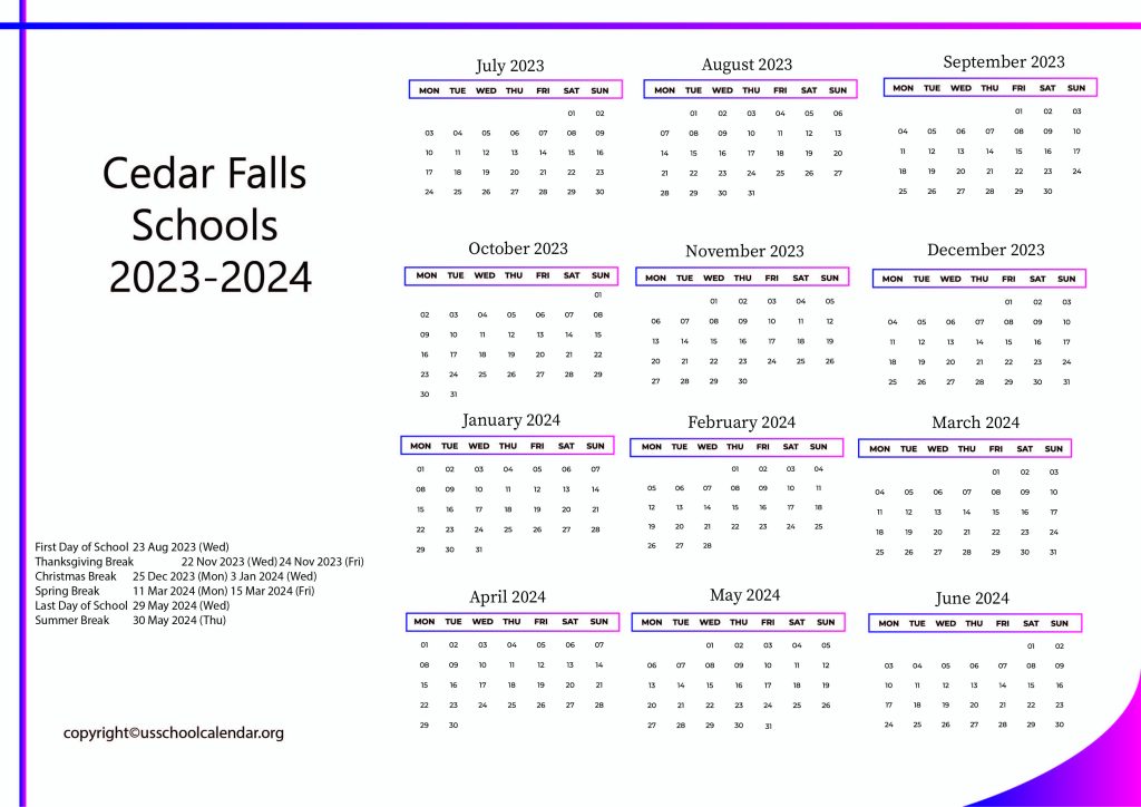 Cedar Falls Community School District Calendar