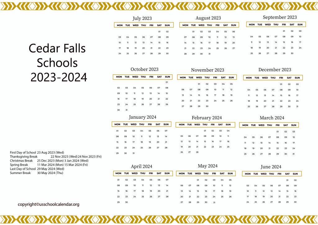 Cedar Falls Schools Calendar