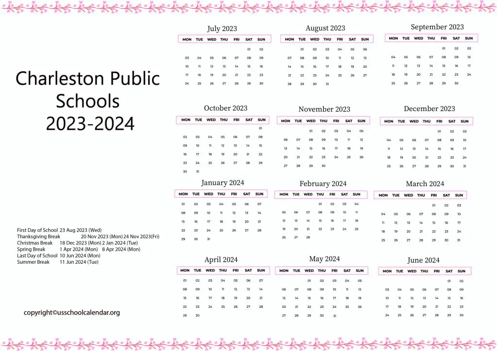 Charleston Public Schools Calendar