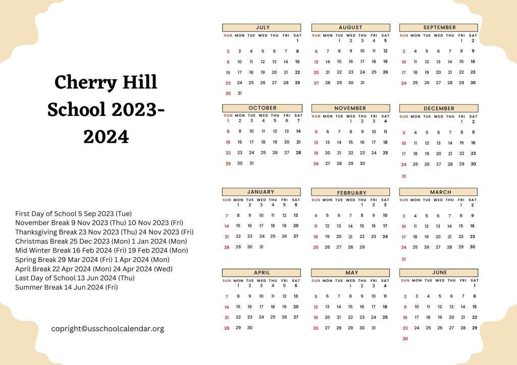 Cherry Hill School Calendar