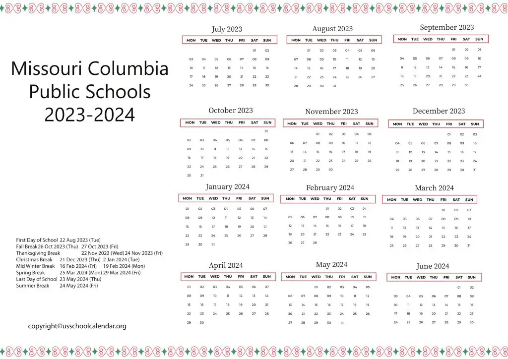 Columbia Missouri Public Schools Calendar