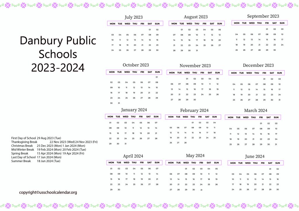 Danbury Public Schools Calendar