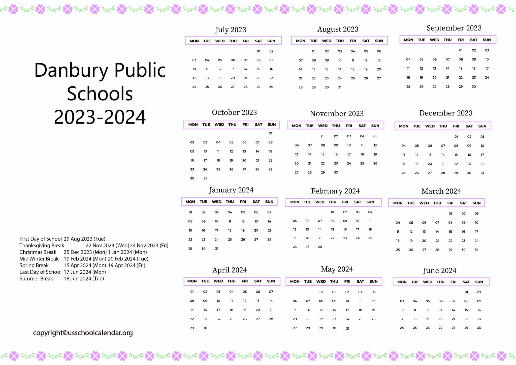 danbury-public-schools-calendar-with-holidays-2023-2024