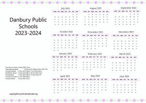 Danbury Public Schools Calendar with Holidays 2023-2024