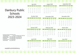 Danbury Public Schools Calendar with Holidays 2023 2024