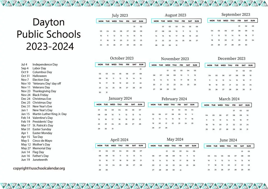 Dayton City Schools Calendar