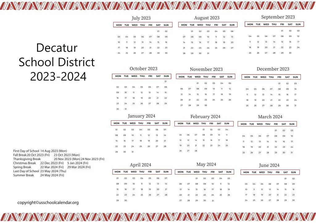 Decatur Public School District 61 Calendar