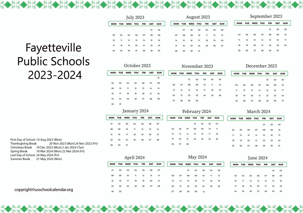 Fayetteville Public Schools Calendar With Holidays 2023 2024