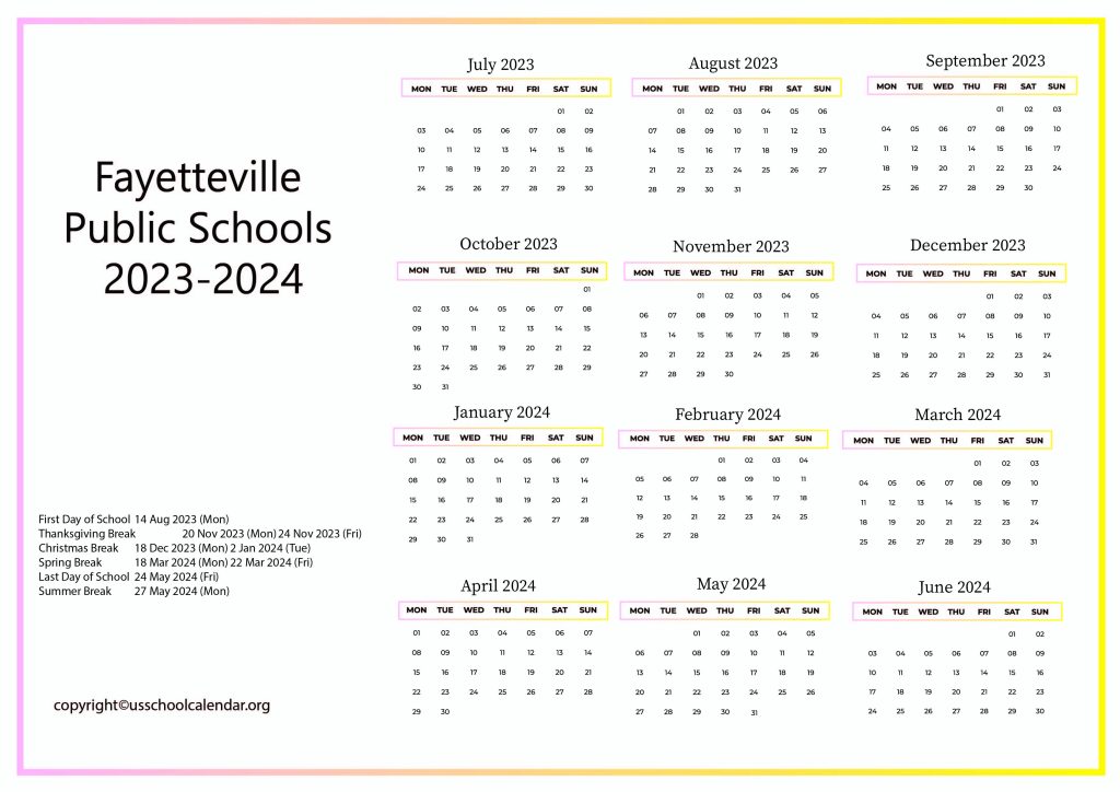 Fayetteville Public Schools Calendar
