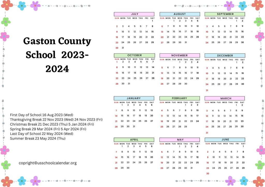 Gaston County School Calendar With Holidays 2023 2024