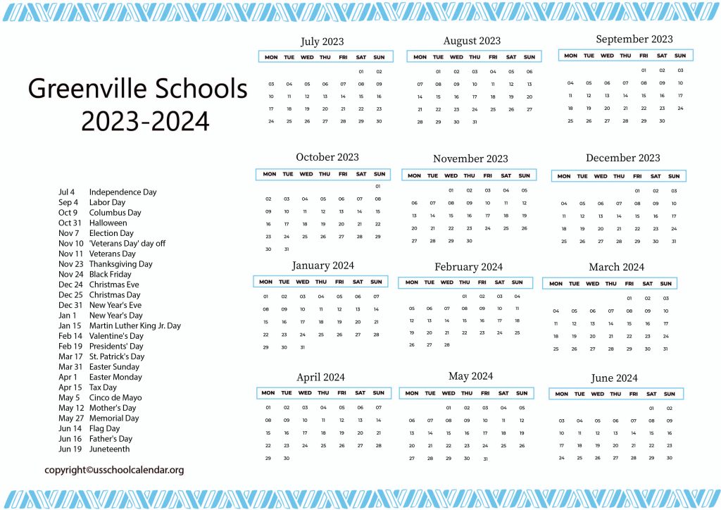 Greenville Public Schools Calendar