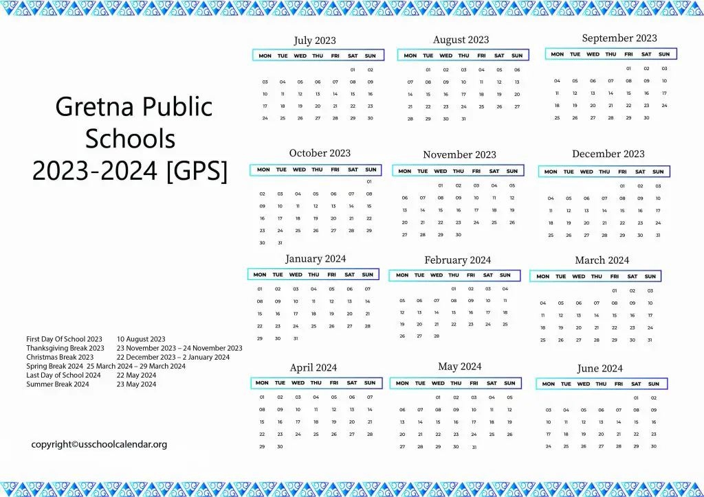 Gretna High School Academic Calendar