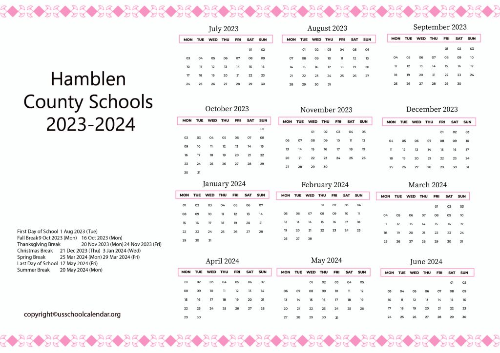 Hamblen County School Calendar