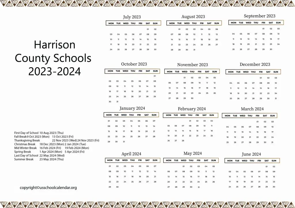 Harrison Central School District Academic Calendar