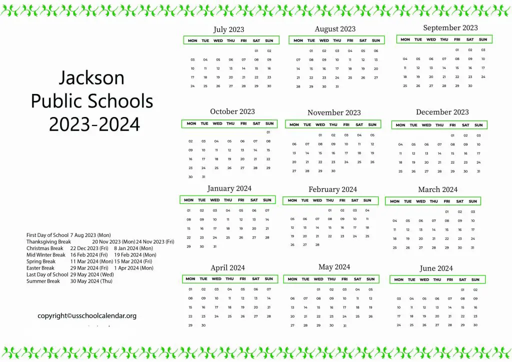 Jackson County Public Schools Calendar