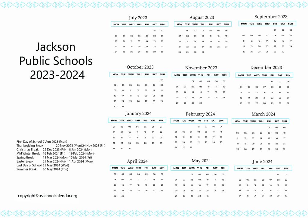 Jackson Public Schools Calendar