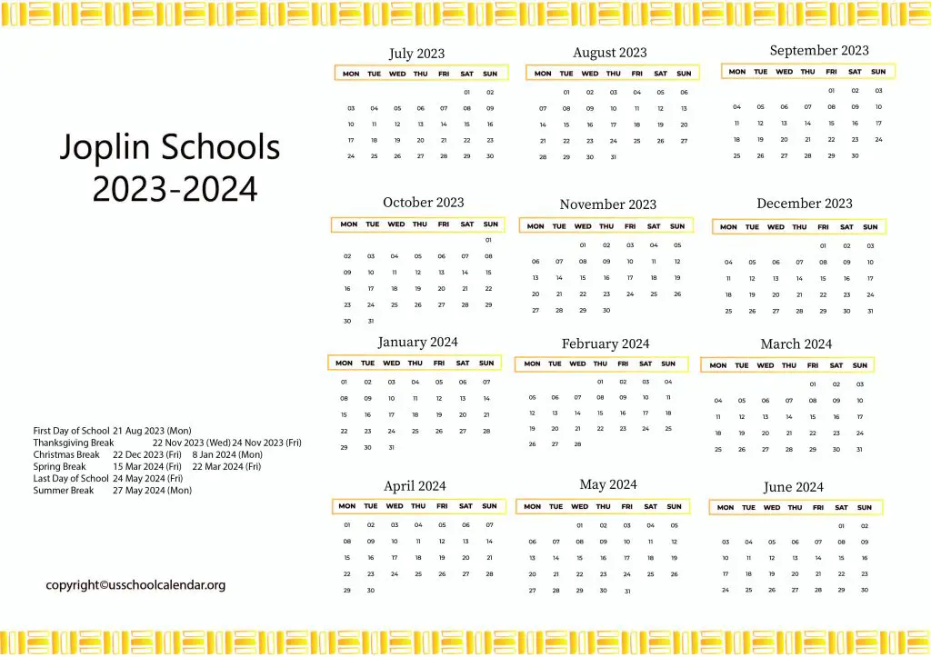 Joplin Schools Calendar