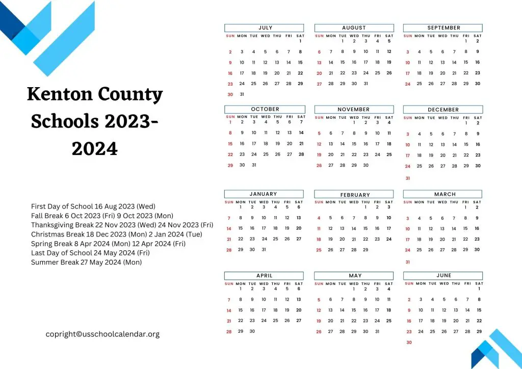 Kenton County Schools District Calendar