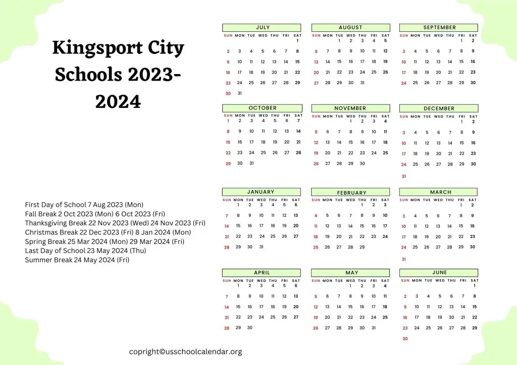 Kingsport City Schools Calendar
