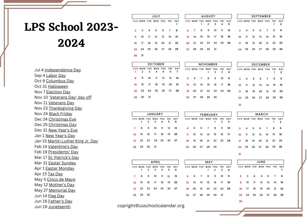 LPS School Calendar