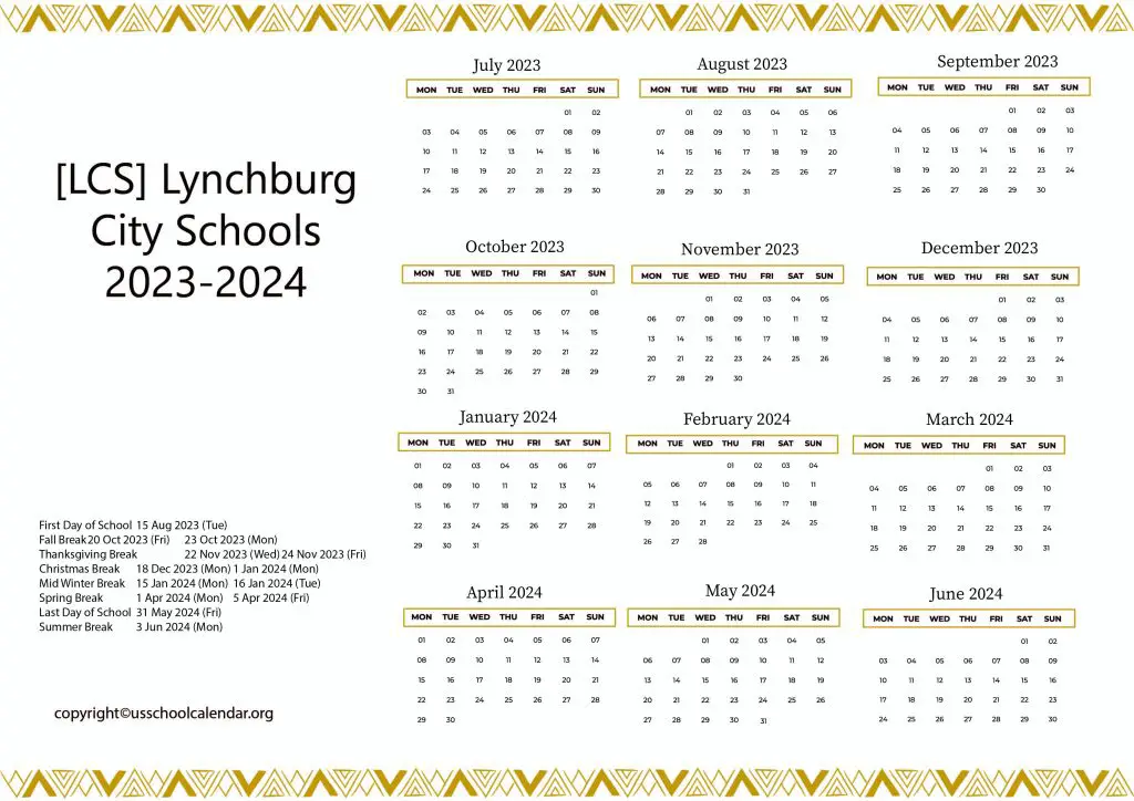 Lynchburg City Schools Calendar