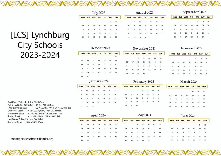 [LCS] Lynchburg City Schools Calendar with Holidays 20232024