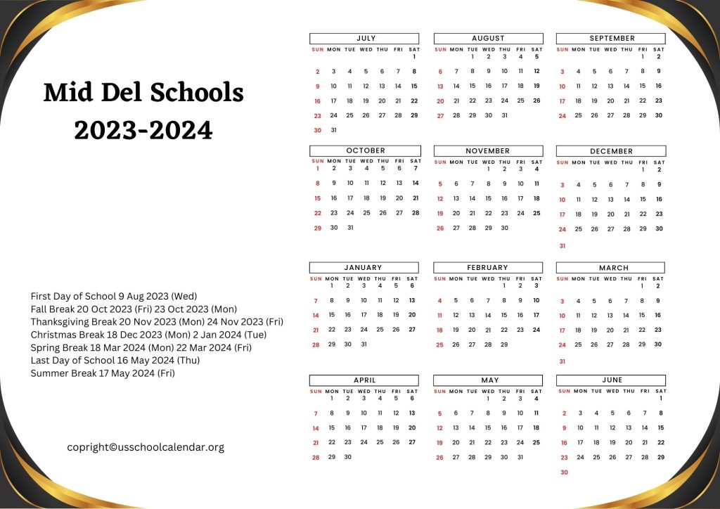 Mid Del Schools Holiday Calendar