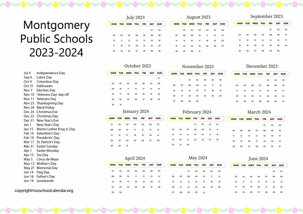Montgomery Public Schools Calendar