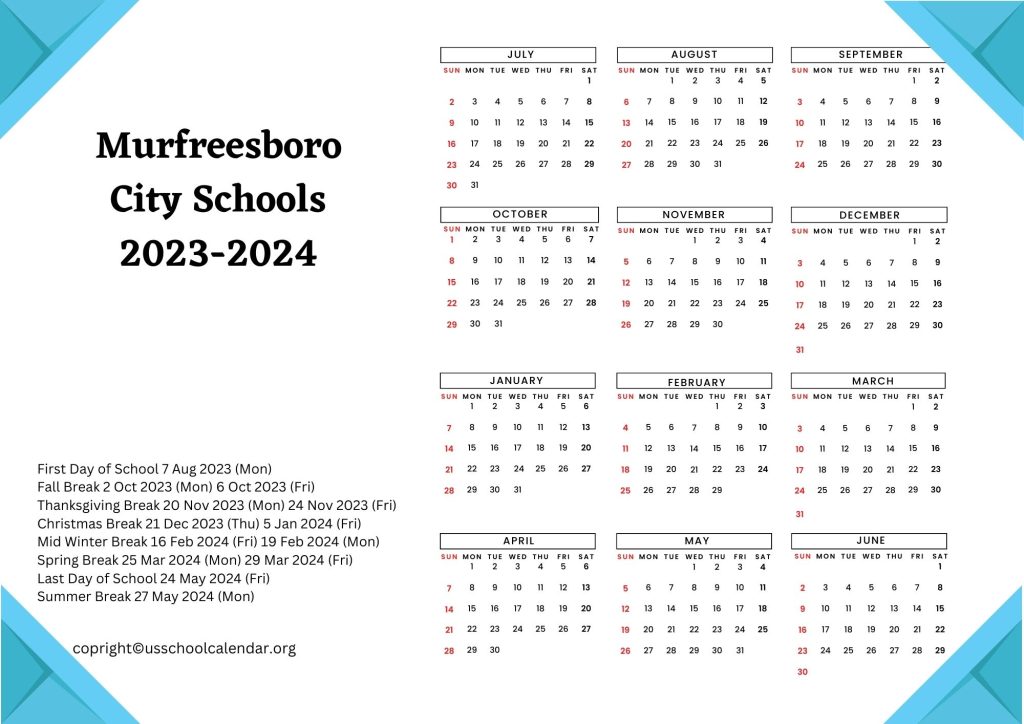 Murfreesboro City Schools Calendar