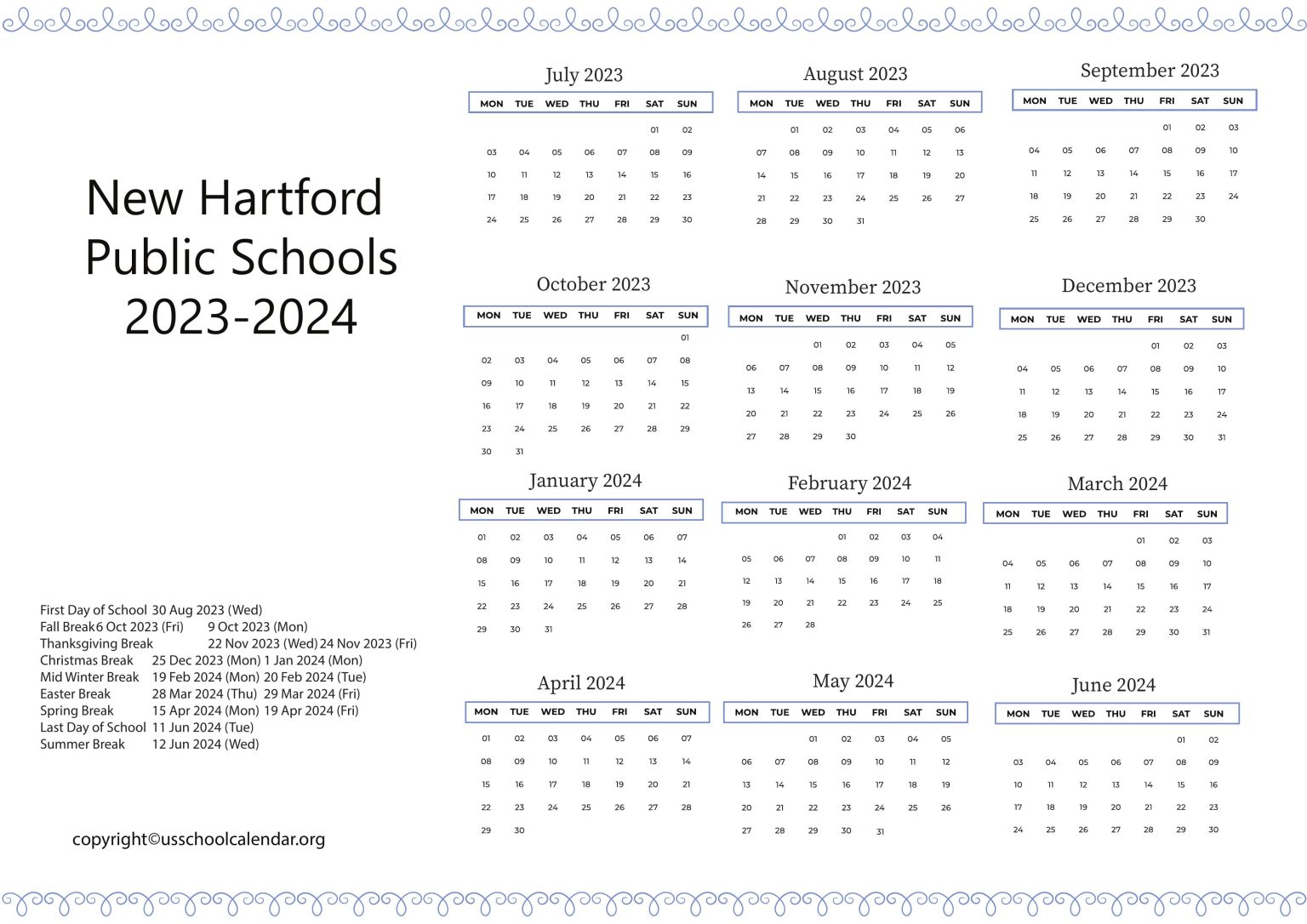 West Hartford Ct School Calendar 202523 Ali Drusilla